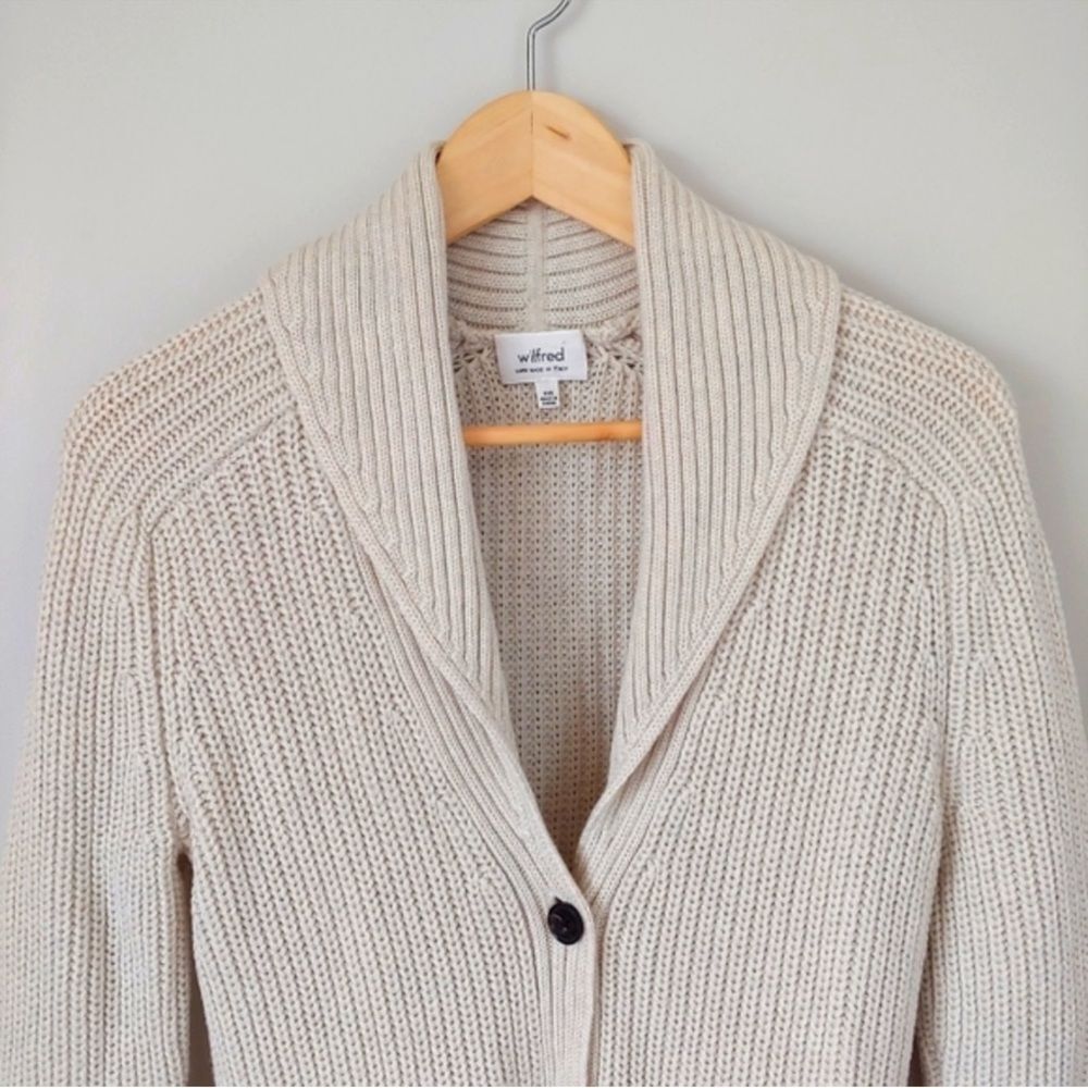 Aritzia Wilfred Tisserand Long Rib Knit Cardigan Sweater Merino Wool Size S - Picture 6 of 15